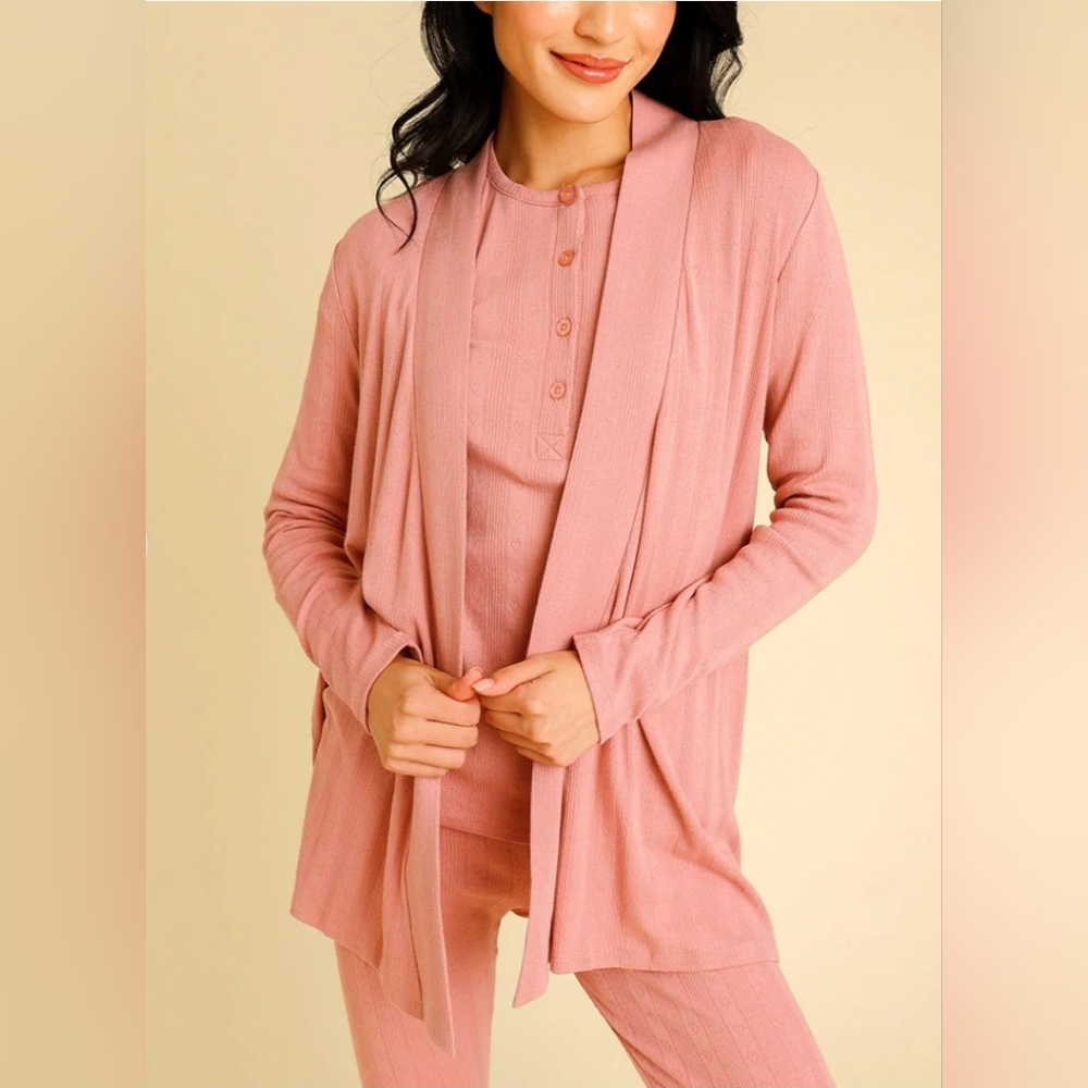 Posh Peanut Women's Pointelle Fly Away Cardigan Dusty Rose 3XL NWT!